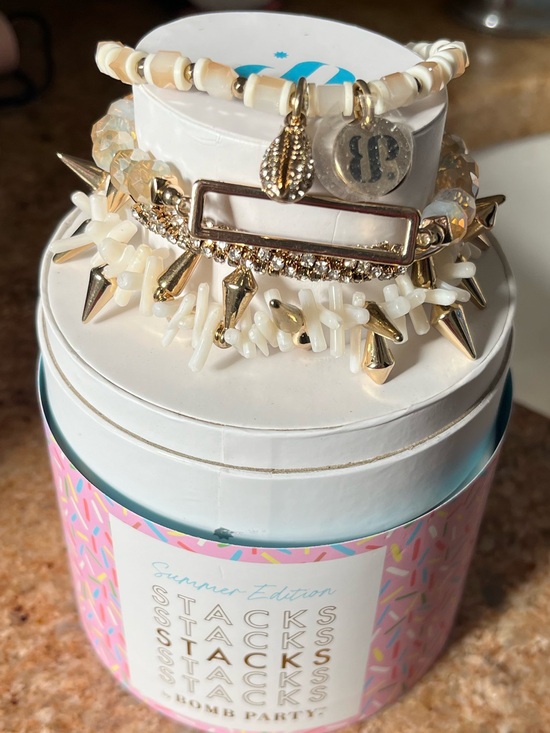 Bomb Party Jewelry - Bomb Party RETRO Summer Stack RBP5056 Beach Babe by The Sea Moonstone Gold HTF